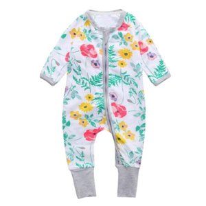 Kids Floral Pajama Sleeper Zip Romper